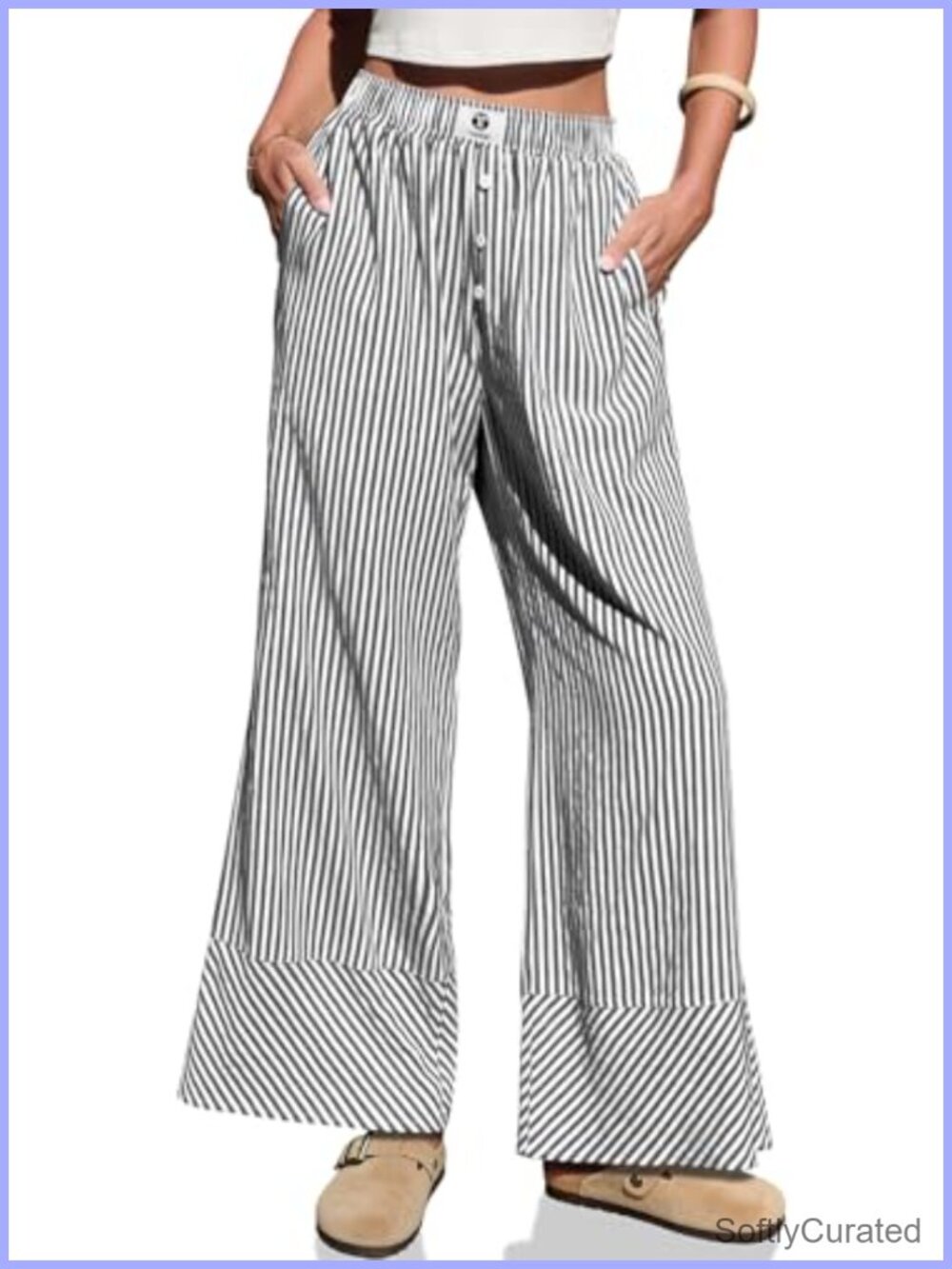 TARSE Womens Linen Palazzo Pants with Pockets Boho Wide Leg